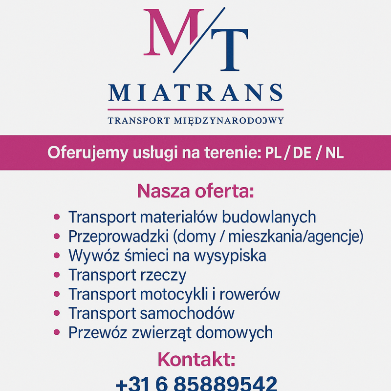 MIA TRANS – INTERNATIONAAL TRANSPORT Kompleksowe p