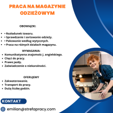PRACA W HOLANDII – MAGAZYN ODZIEŻOWY