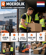 ROZŁADUNEK KONTENERÓW W MOERDIJK - €17,50 !!!